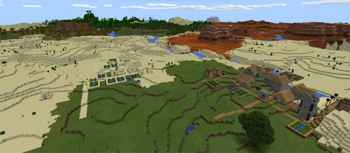 Сид на две деревни и два храма в Minecraft Pocket Edition