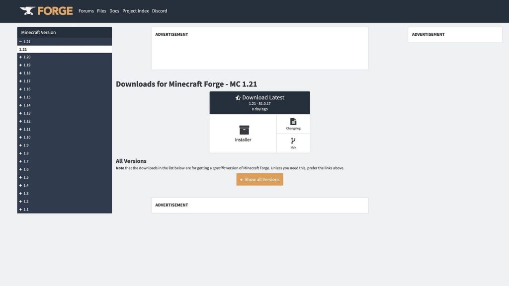 Как скачать Forge для Майнкрафта 1.21